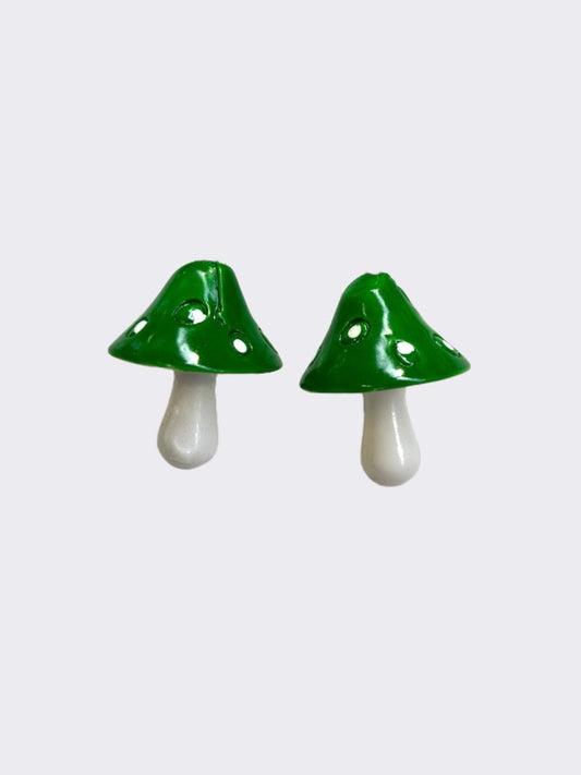 Big Mushroom Earrings - Green